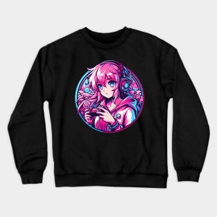 Pink lovely gamer girl Crewneck Sweatshirt